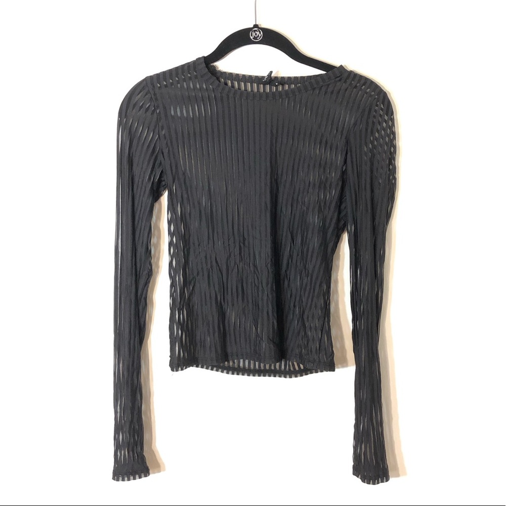 Urban Outfitters Striped Mesh Long Sleeve